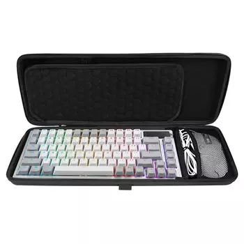 Linkidea Hard Travel Case Компактная клавиатура и мышь Компьютерная клавиатура 84-клавишный чехол для переноски Защитная коробка для хранения Совместимость с ASUS ROG Azoth 75% чёрный