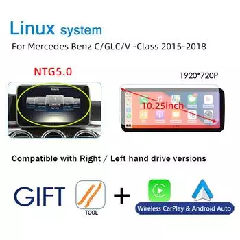 Linux Car Radio Wireless Carplay для Mercedes Benz C Class W205 GLC V Class W447 2015-2019 GPS Auto Multimedia Player Navi
