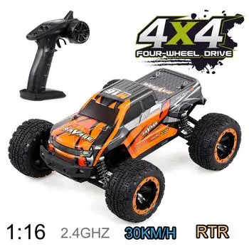 Linxtech 16889 1/16 30 км/ч 4WD RC Car Big Foot 2.4G Высокоскоростная игрушка-автомобиль для взрослых и детей Оранжевый разноцветный