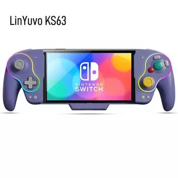 LinYuvo KS63 RGB беспроводной контроллер геймпад для Switch и Switch OLED, ретро GameCube Turbo игровой коврик с кнопкой «Назад» фиолетовый