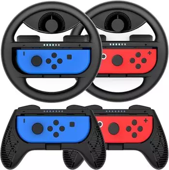 LinYuvo Ручки рулевого колеса для контроллера Switch и джойкона, 4 шт. в упаковке для Mario Kart 8 Deluxe