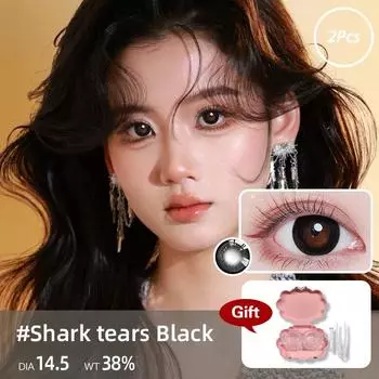 Линза MrsH с силой 0-800, черная линза, серая контактная линза 14,5 мм, 2 шт., слеза акулы Shark Tears-Black