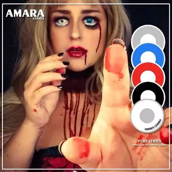 Линзы AMARA, 1 пара, косметические контактные линзы серии PURE, цветные линзы для глаз, контактные линзы для косплея чёрный