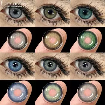 Линзы серии FUNSACHY ELESIS, 1 пара, цветные контактные линзы для глаз, серые линзы для глаз, коричневые косметические линзы для зрачков, синие линзы для годовых очков