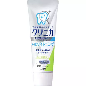 LION Clinica ADVANTAGE + Отбеливающая зубная паста с цитрусово-мятным вкусом 130 г (Квази-лекарство) Профилактика кариеса. Нанесите необходимое количество на зубную щетку.