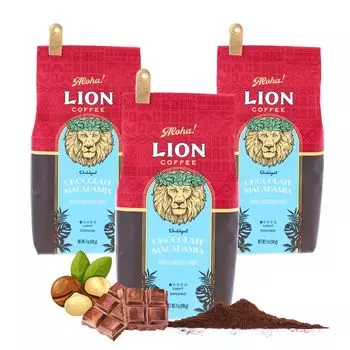 Lion Coffee Chocolate Macadamia Nuts 7 унций x 3 шт. Набор ароматизированных кофейных капель Hawaii Medium Million Light Roast Cold Brew OK New Package Популярный подарок