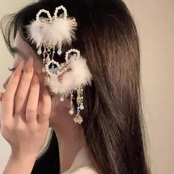 Lion Dancing Tassel New Year S Hairpin Edge Clip, Head Clip Hanfu Daily Accessories Red Cute, Headgear New Year S Greetings