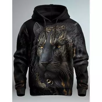 Lion Graphic Men s Fashion 3D Print Hoodie Streetwear Hoodies Long Sleeve Hooded Print Front Pocket Spring Hoodie Sweatshirt S