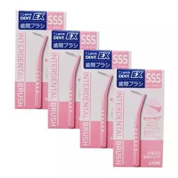 Lion Interdental DENT.EX Brushes, 4-Pack (SSS (Pink)) розовый