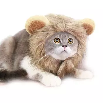 Lion Mane Dog Cat Costume Pet Dog Cat Halloween Costume Cat Lion Mane Wig Puppy Halloween Xmas Outfit Small Dog Lion Cosplay Hat S neck 28cm коричневый