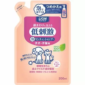 Lion Pet также может мыть вокруг пены для щенков и заправлять 200 мл LION [Тип пены] Чистый, для лица, кондиционер-шампунь, заправлять, для котят,