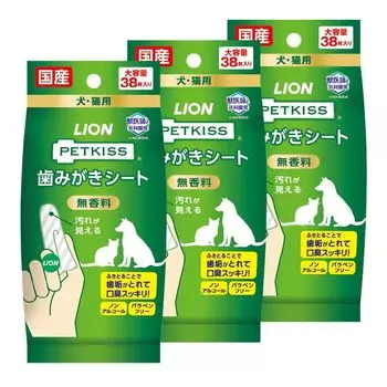 Lion PETKISS Toothbrushing sheets 38 sheets x 3P LIONPET