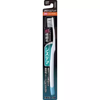 Lion Зубная щетка Systema Компактная, 3 ряда, Тонкая, 1 Зубная щетка «Обычные зубные щетки для лечения заболеваний пародонта» Чистите зубы кончиками щетинок, слегка касаясь их.