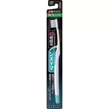 Lion Зубная щетка Systema Ultra Compact, 4 ряда, 1 зубная щетка «Обычные зубные щетки для лечения заболеваний пародонта». Чистите зубы кончиками щетинок, слегка касаясь