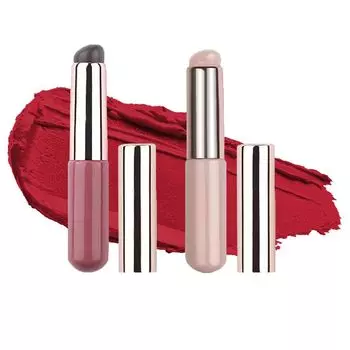 Lip Brush Concealer Brush Silicone Round Head Silicone Brush Makeup Brush Lipstick Brush Portable Tapping Concealer Brush Silicone Puff Red (Wine +