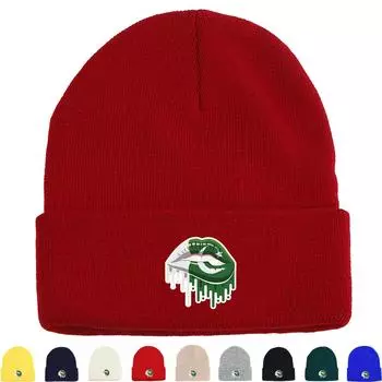 Lip Flag of Pakistan Print Knitted Cap Beanie, Patriotic Skullies Beanies Candy Color Cuff Solid Gorro Knit Hat Beanie as the picture вино красного
