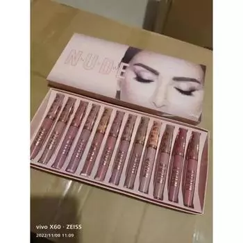 Lip Palette 12 Pearl Glossy Lipstick Set Silky Gloss Purple Red Waterproof Long-lasting Moisturizing, 12 pcs, 1 piece