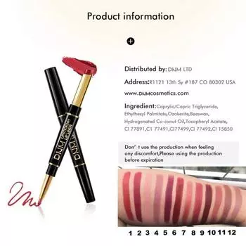 Lip Palette Double Ended Matte Lipstick Long Lasting Waterproof Anti-Fade Plump Lips Makeup Cosmetics Dark Red Liner Pencey, 07, 1 Piece, 07