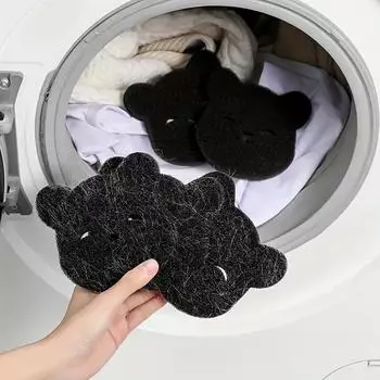 Липкая губка для стирки волос в форме медведя для стиральной машины, многоразовая губка для стирки для удаления волос с домашних животных, чистящая губка с защитой от намотки, инструмент для удаления волос 1pc