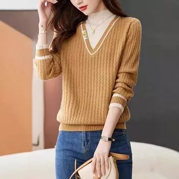 Липкий японский свитер-двойка для женщин на осень и зиму, базовый, свободного ленивого стиля, вязаный свитер One size