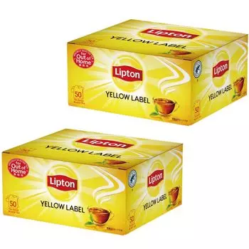 Lipton Black Tea Yellow Label Paper Aluminum Tea Bags 50 Bags x 2 [Individually Wrapped]