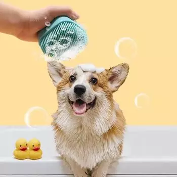 Liquid-filling Pet Bath Brush, Dog Massage Brush, Massage Glove With Hair Removal Function, Pet Supplies And Bath Magic Tool. жёлтый