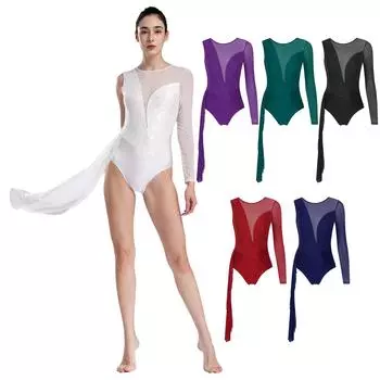 Лирический балетный танцевальный купальник из прозрачной сетки с цветочным кружевом, сшитый комбинезон для взрослых, элегантный кружевной тренировочный комбинезон для командной гимнастики и йоги S слоновая кость