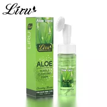 Liru Aloe Bubble Очищающее средство для лица Средство для снятия макияжа Пенка для умывания от прыщей с кисточкой 150 мл