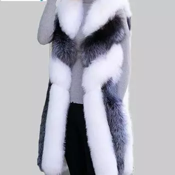 Lisa Colly, женский длинный жилет из искусственного лисьего меха, женский зимний модный жилет из искусственного лисьего меха, женская теплая куртка из искусственного лисьего меха, пальто XXXXL