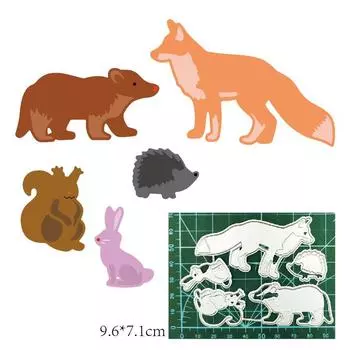 Лиса, еж и кролик, художественный узор, металлические трафареты, ремесленное тиснение, штампы для скрапбукинга для изготовления карт, декор серебряный