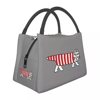 Lisa Larson Insoled Lunch Bag Black Lunch Box Термоизолированная сумка с застежкой-молнией Компактная сумка для обеда Мягкая сумка-холодильник Сумка-тоут/Эко