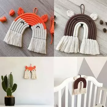 Лиса Медведь Радуга Олень Макраме Ручная работа Детская комната Облачная комната Гобелен Декор FX