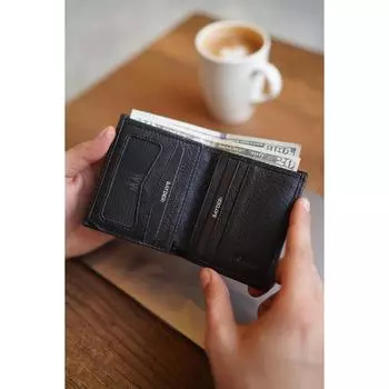 Lisande Мужской Кошелек Kibar из Натуральной Кожи Черный