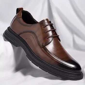 Lisen classic wedding groom shoes heightening father shoes men s business spring and autumn pointed formal leather shoes breathable 38