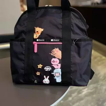 Lishijinya New All-Match Backpack Student Schoolbag Women Can Be Set Hanging Trolley Case Backpack More than 2442 Colors Black
