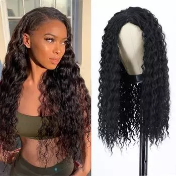 LISI HAIR Афро женские вьющиеся черные парики Синтетическое термостойкое волокно Длинные курчавые вьющиеся парики Длинные волнистые парики для вечеринки Косплей Ежедневное использование 13inches