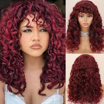 LISI HAIR афро женский длинный кудрявый кудрявый парик с кудрявыми челками синтетическое волокно женский повседневный парик длиной до плеч натуральный парик 60 cm