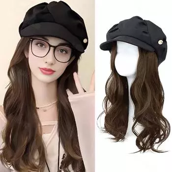 LISI HAIR Берет и рыбацкая шляпа, парик, синтетический длинный волнистый парик для женщин, повседневная вечеринка 50cm
