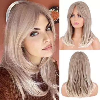 LISI HAIR Длинные натуральные волнистые темные бантики Ombre Пепельно-коричневые парики для волос Синтетический парик для вечеринок для повседневного использования для белых, черных женщин
