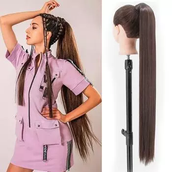 LISI HAIR Длинные прямые волнистые синтетические волосы с хвостом. Женская повседневная одежда, дополнительные волосы 85 см с конским хвостом. 22inches