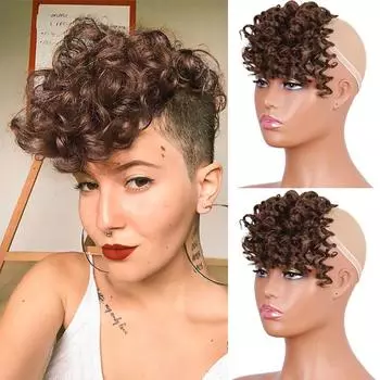 LISI HAIR Edge Wig Женский синтетический искусственный короткий шпилька для наращивания волос с челкой, часть для наращивания волос, натуральный наращивание волос