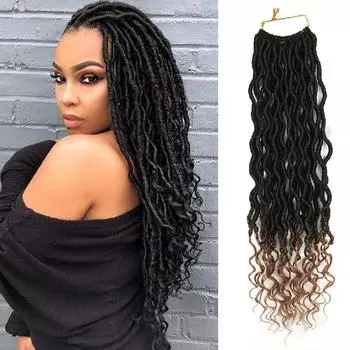 LISI HAIR Искусственные локоны Вязаные крючком Косы Синтетические вязанные крючком косы Ombre Плетение волос Богемные 18 дюймов 24 стойки