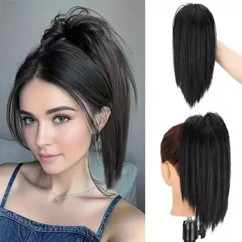 LISI HAIR небрежный короткий прямой конский хвост синтетический коготь зажим для волос конский хвост накладные волосы коготь зажим для волос для женщин аксессуары для волос 35cm