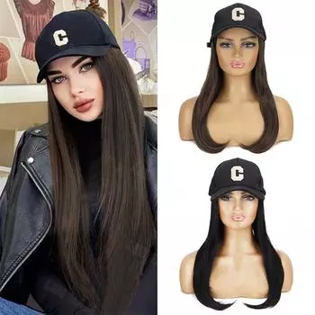 LISI HAIR Синтетическая длинная бейсболка с наращиванием волос Регулируемая шляпа Парик Высокотемпературное волокно для женской одежды