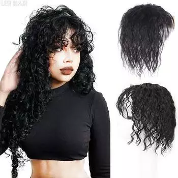 LISI HAIR Синтетические черно-коричневые вьющиеся волосы на заколке для наращивания волос Сменная застежка-шиньон Покройте шиньон для волос 25cm