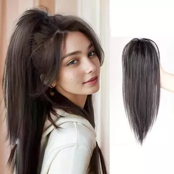 LISI HAIR Синтетические черные полухвосты Водопад Прямые волосы Зажим для когтей Шиньон для наращивания волос в хвост Жаростойкие женские волосы для вечеринок 35cm
