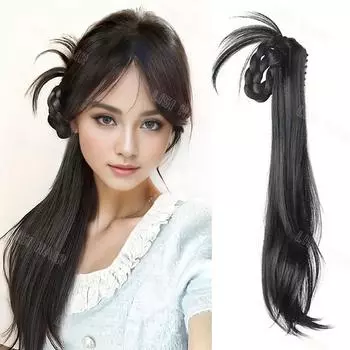 LISI HAIR Синтетические длинные волнистые коготь с плетеным хвостом, аксессуары для парика, парик для женщин, повседневного использования 45cm
