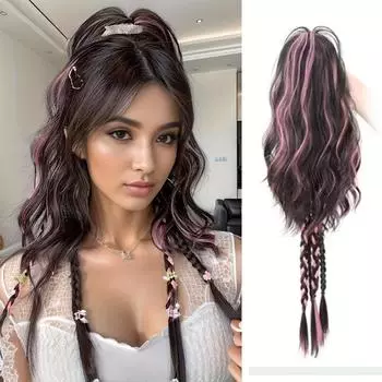 LISI HAIR Синтетические длинные волосы, коса, хвост, вьющиеся волосы, хвост, парик, зажим для волос, наращивание хвоста, 24 дюйма, шиньон 60cm