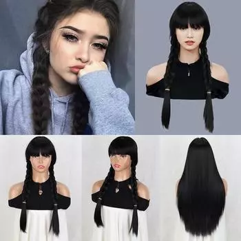 LISI HAIR Синтетические европейские и американские черные длинные волосы, ручная заплетка, твист-коса, химическое волокно, двойная большая коса, парики для женщин, косплей 60cm
