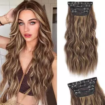 LISI HAIR синтетические накладные волосы на заколках из натуральных волос, длинные волнистые густые шиньоны для женщин, повседневная одежда 50cm